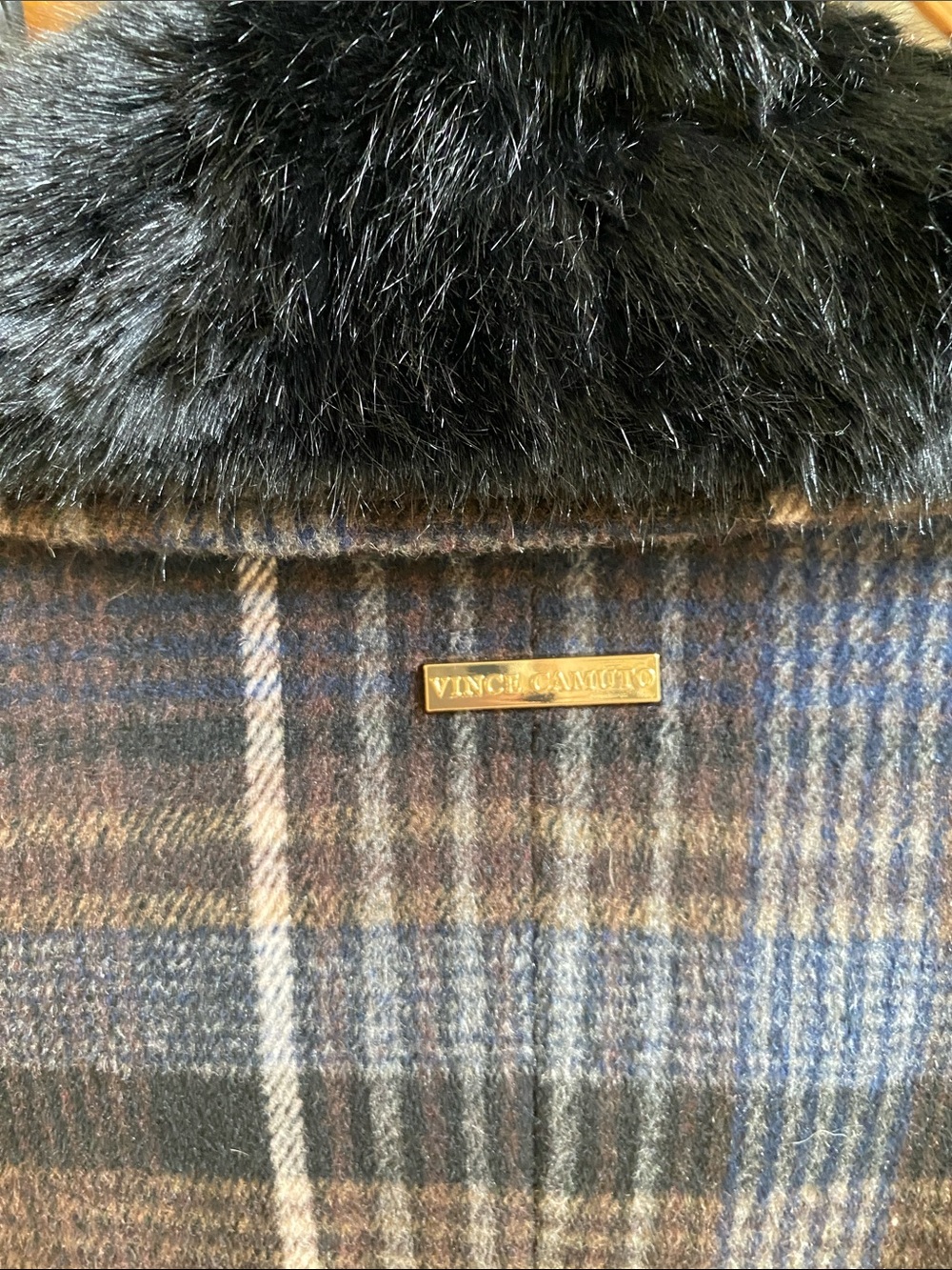 VINCE CAMUTO Double Breasted Plaid Coat - Picture 5 of 11